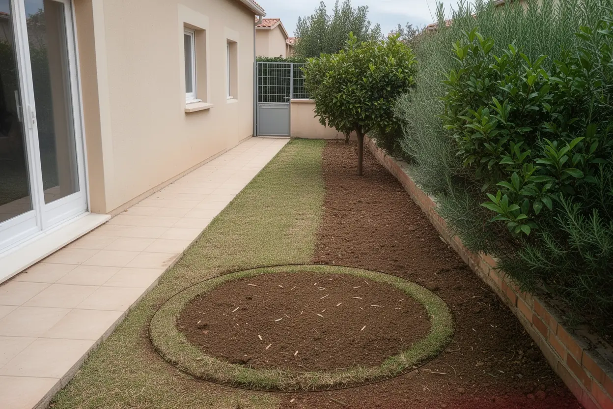 Passage dégagé après rognage de souche à Gardanne