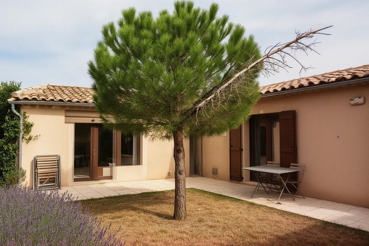 Pin dense avant élagage à Aix-en-Provence