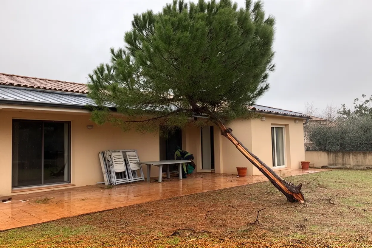 Branche fissurée au-dessus d'une terrasse aixoise