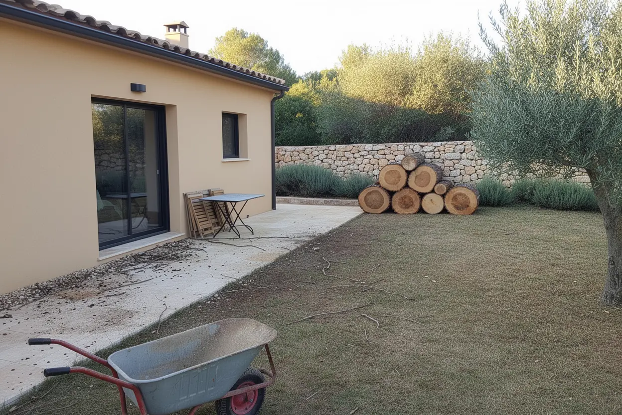 Terrasse propre après évacuation au Tholonet