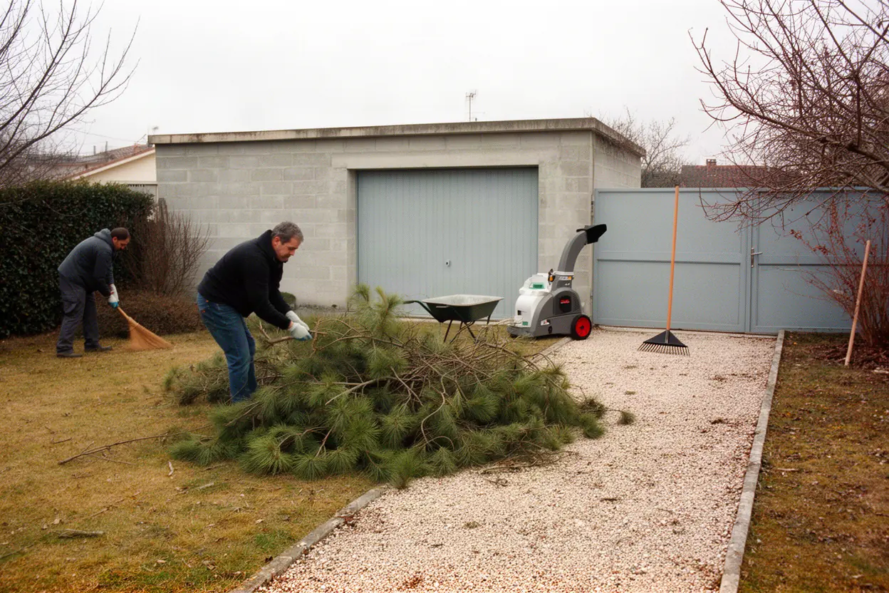 Broyeur traitant des branches après élagage à Meyreuil